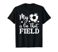 Mon cœur est sur ce terrain de football, fils et fille de football amusants T-Shirt