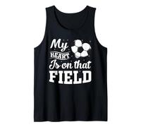 Mon cœur est sur ce Terrain Joueur de Football Maman de Football Débardeur