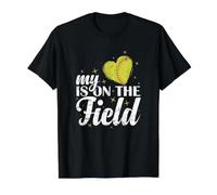 Mon cœur est sur Le Terrain T-Shirt Graphique avec Valeur, Homme, Noir, S