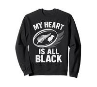 Mon cœur est Tout Noir argenté Fern Kiwi Sweatshirt