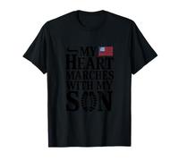 Mon Cœur Marche Avec Mon Fils 4 Juillet T-Shirt