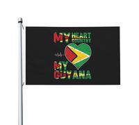 Mon Cœur, Mon Pays, Ma Guyane Drapeaux Résistant Aux Intempéries Drapeau Décoratif Bannière Pour Fête Pelouse Porche 90X150Cm