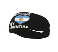 Mon cœur, mon pays, mon Argentine Bandeaux Hommes Femmes Antidérapant Évacuant la Transpiration Sport Bandeau pour Gym Basket-ball Yoga Bandeaux Cheveux