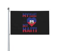 Mon Cœur, Mon Pays, Mon Haïti Drapeau Décoratif Drapeau De Jardin Solide Flag Pour Pelouse Célébrations Jardin 90X150Cm
