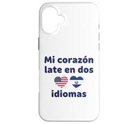 Mon cœur Tardif en Deux Langues US El Salvador Hearts Coque pour iPhone 16 Plus
