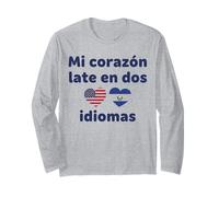 Mon cœur Tardif en Deux Langues US El Salvador Hearts Manche Longue