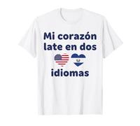 Mon cœur Tardif en Deux Langues US El Salvador Hearts T-Shirt