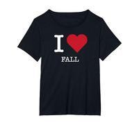 Mon cœur Tombe, J'aime l'automne T-Shirt, Femme Grandes Tailles, Noir, 1X