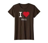 Mon cœur Tombe, J'aime l'automne T-Shirt, Femme, Marron, 3XL