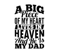 mon cœur vit au paradis et il est papa Stickers muraux 57.6x86.6cm Décoration de magasin Noir