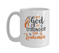 Mon Dieu Est Plus Fort Que La Leucémie Tasse Céramique Mug À Café Pratiques Mug Pour Boissons Chaudes Lait Travail 330Ml