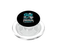 Mon Dieu est Plus Fort Que la Sensibilisation au Cancer du col de l'utérus, Bleu Sarcelle PopSockets PopGrip pour MagSafe