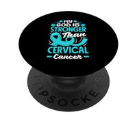 Mon Dieu est Plus Fort Que Le Cancer du col de l'utérus PopSockets PopGrip Adhésif