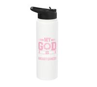Mon Dieu est plus fort que le cancer du sein | Sensibilisation chrétienne Stainless Steel Insulated Water Bottle