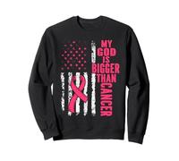 Mon Dieu est Plus Grand Que Le Cancer, Sein, Joli Ruban Rose, Jésus Sweatshirt