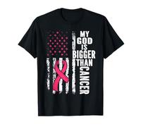 Mon Dieu est Plus Grand Que Le Cancer, Sein, Joli Ruban Rose, Jésus T-Shirt