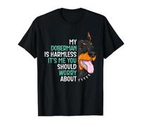 Mon Doberman est Inoffensif, C'est Moi, tu Devrais t'inquiéter T-Shirt Graphique avec Valeur, Homme, Noir, XL