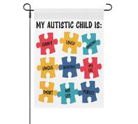 Mon Enfant Autiste Est Drôle, Aimé, Extraordinaire, Unique, Magnifique. Il Est Ma Force, Pas Moins Intelligent. Bannière Double Face Drapeau De Jardin Suspendre Drapeau De Cour 30X45cm