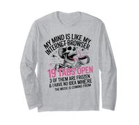 Mon Esprit est comme Un navigateur Internet 19 onglets Open Funny Skull Manche Longue