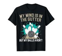Mon Esprit est dans Le caniveau Entraîneur de Bowling Ball T-Shirt Graphique avec Valeur, Homme, Noir, M