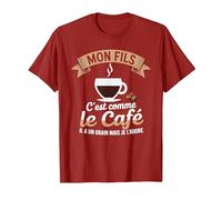 Mon Fils C'est comme Le Café Il a Un Grain Je L'adore T-Shirt, Homme, Canneberge, S