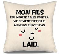 Mon Fils Peu Importe à Quel Point la Vie Devient Difficile au Moins tu n'es Pas Laid Housse de Coussin Amusante pour Fils de Maman Papa Anniversaire Cadeau de noël Cadeau de Fils Amusant(Fils-b)
