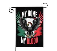 Mon foyer, mon sang, drapeau de l'aigle mexicain Drapeaux de jardin (12,5 x 18 pouces) - Bannière aux couleurs éclatantes pour décoration extérieure de jardin et de maison
