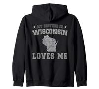 Mon frère du Wisconsin m'aime America Vintage State Sweat à Capuche