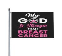 Mon Godchristian est plus fort que la sensibilisation au cancer du sein toutes les saisons Drapeau de jardin Bannière de cour pour cour, jardin, décoration extérieure, drapeaux imprimés double face