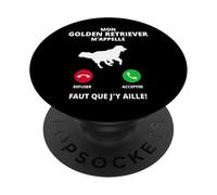 Mon Golden Retriever m'appelle Faut Que J'y Aille Appel PopSockets PopGrip Adhésif