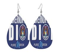 « Mon gouverneur est un idiot » (ironie). Boucles d'oreilles en cuir du Michigan, accessoire de mode, idéal pour les fêtes, les vacances et le quotidien.
