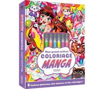 Mon grand coffret coloriage Manga 6 feutres - Collectif - Fleurus - Coffret - Jeux livres objets