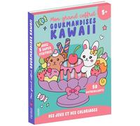 Mon grand coffret Gourmandises KAWAII Avec 5 feutres pastel + de 50 stickers inclus - Collectif - Fleurus - Coffret - Jeux livres objets