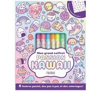 Mon Grand Coffret Passion Kawaii - Avec 6 Feutres, 1 Bloc De Dessins Et Coloriages, Et Une Planche De Tatouages Éphémères