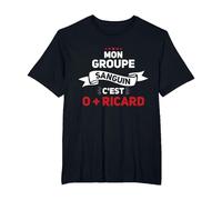 Mon Groupe Sanguin C'est O + Ricard - Apéro T-Shirt, Homme Grandes Tailles, Noir, 2X Tall