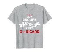 Mon Groupe Sanguin C'est O + Ricard - Apéro T-Shirt, Homme, Gris Chiné, 3XL