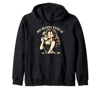 Mon Groupe sanguin est Coffee Retro Pin Up Girl Barista Sweat à Capuche