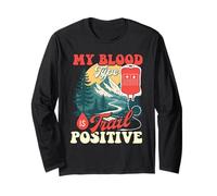 Mon Groupe sanguin est Positif sur Le Sentier - Randonnée Randonneur Trekker Manche Longue