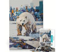 Mon Habitat Ours Polaire dans Un Paysage Urbain Puzzle pour Adultes 1000 pièces Jeu d'exercice Mental Détente Design à Assembler Cadeau Exquis (38x26cm)