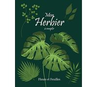 Mon Herbier à remplir: v1-7 Fleurs ou Feuilles Plantes pressées et séchées | 50 fiches à renseigner 105 pages | format Large 21,59x27,94cm | fond vert avec feuilles