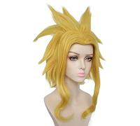 Mon héros académique Boku no Hiro Akademia tout pourrait court doré synthétique résistant à la chaleur Cosplay perruque de cheveux + une casquette YB-200