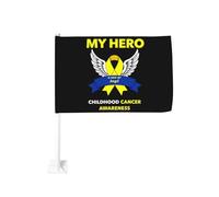 Mon Héros Ange Sensibilisation au Cancer Infantile Clip de Fenêtre Drapeau de Voiture Protection Solaire Décoration Bannière 12x18 pouces Double Face pour Camion