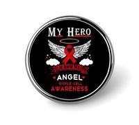 Mon héros est devenu mon ange - Insigne rond en métal de sensibilisation à la drépanocytose, broche élégante à motif patriotique, insignes décoratifs pour hommes et femmes