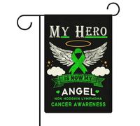 Mon héros est devenu mon ange : Thème de sensibilisation au lymphome non hodgkinien, drapeaux de jardin double face 12 x 18 pouces
