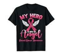 Mon héros est maintenant mon ange, cancer du sein, ailes en ruban rose T-Shirt