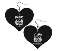 Mon héros est maintenant mon ange Cerveau Cancer Awarene Boucles d'oreilles en cuir pour les femmes Dangle Boucle d'oreille Goutte Coeur Pendentif Avec Crochet Cadeaux Pour Fille Adulte