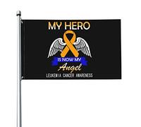 Mon héros est maintenant mon ange Drapeau de sensibilisation au cancer de la leucémie 3x5 pieds Bannière Affiche Toile de fond décorative Décoration murale Polyester S'applique au jardin Cour Maison D