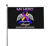 Mon héros est maintenant mon ange Drapeau de sensibilisation au cancer de la vessie 3x5 pieds Bannière Affiche Toile de fond décorative Décoration murale Polyester S'applique au jardin Cour Maison Din