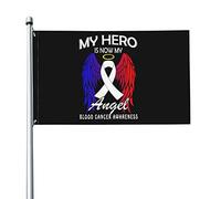 Mon héros est maintenant mon ange Drapeau de sensibilisation au cancer du sang 3x5 pieds Bannière Affiche Toile de fond décorative Décoration murale Polyester S'applique au jardin Cour Maison Dindoor