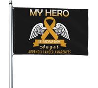 Mon héros est maintenant mon ange Drapeaux de sensibilisation au cancer de l'appendice Bannière 4x6 pieds Patio Pelouse et jardin Décoration extérieure Drapeaux Couleurs vives et résistant à la décol